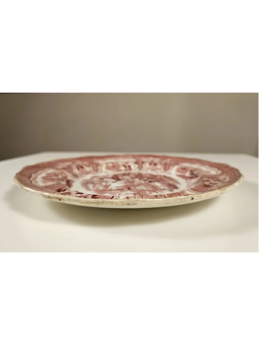 Antique Adams Palestine Red Transferware Plate 1830s Staffordshire Pink 9”